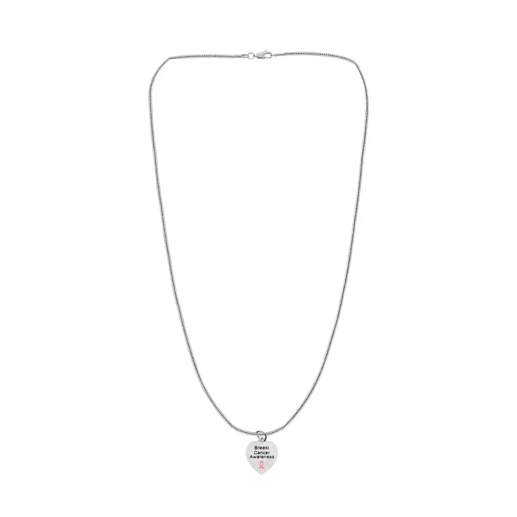 Breast Cancer Awareness Heart Necklace