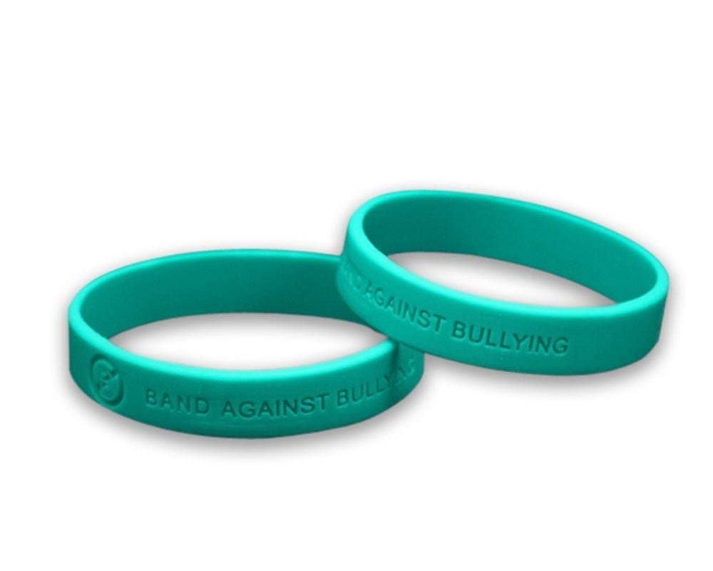 Child Size Teal Anti-Bullying Silicone Bracelet Wristbands