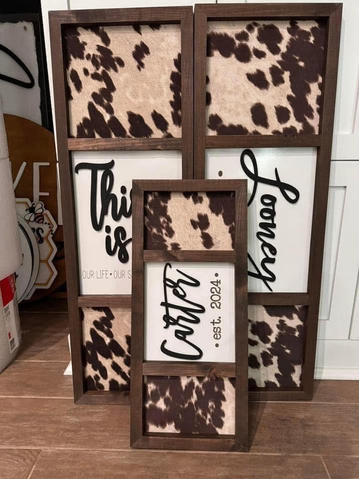 Faux Cow Print Signs