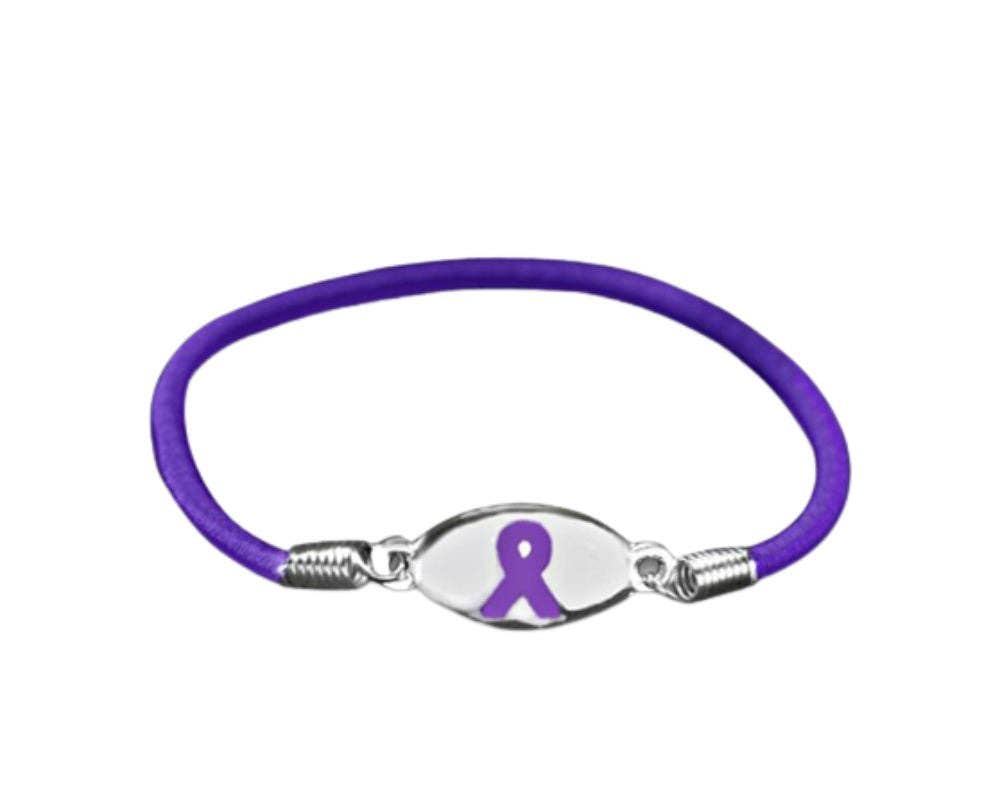 Purple Ribbon Awareness Stretch Bracelet
