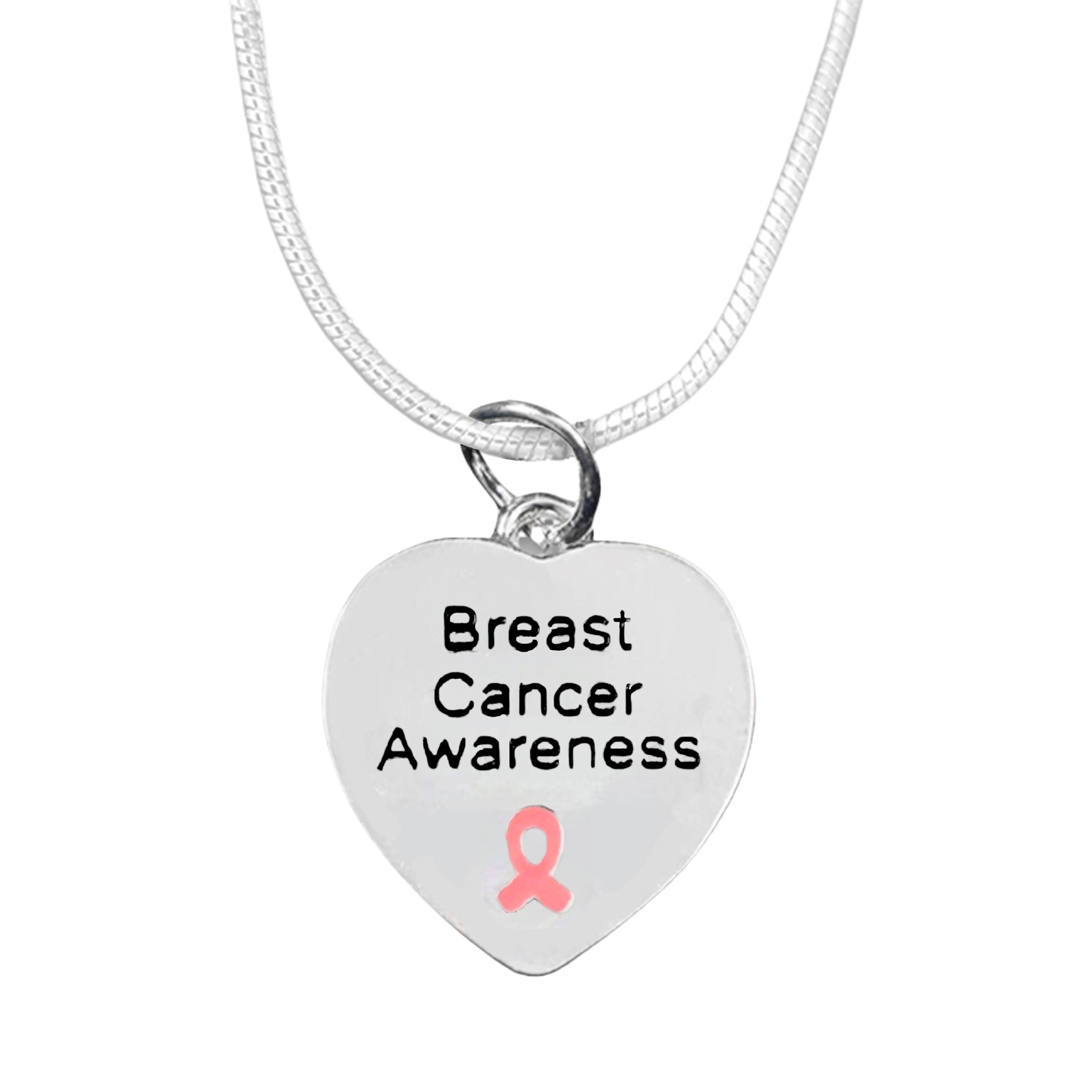Breast Cancer Awareness Heart Necklace