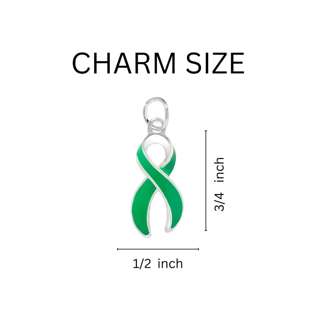 "Make A Difference" Green Ribbon & Silver Beaded Bracelets