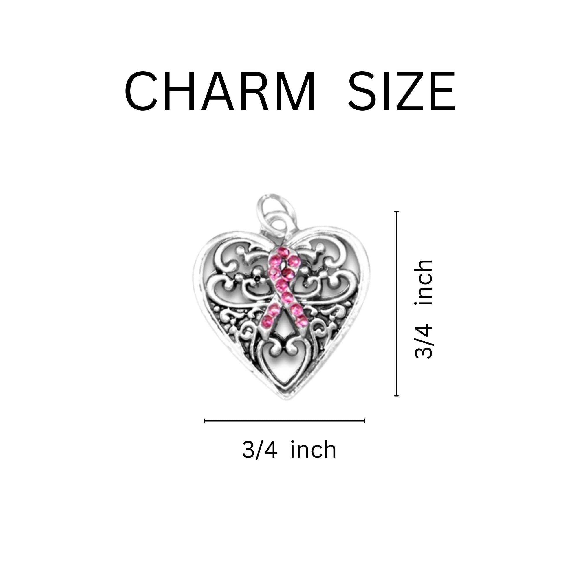 Pink Ribbon Hope Strength Courage Bracelet
