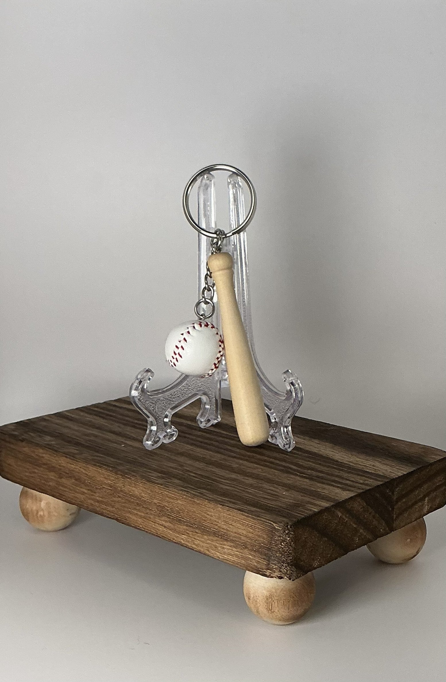 Mini Custom Engraved Baseball Bat and Ball Keychain