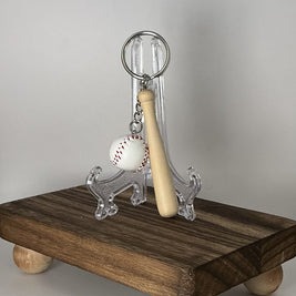 Mini Custom Engraved Baseball Bat and Ball Keychain