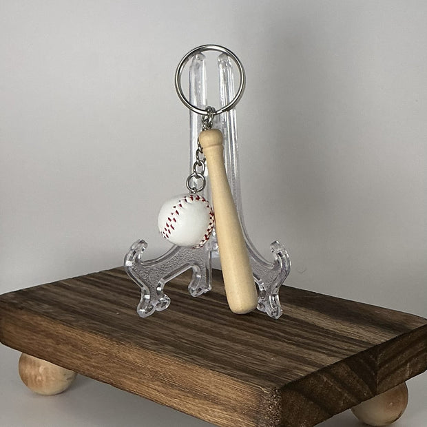 Mini Custom Engraved Baseball Bat and Ball Keychain