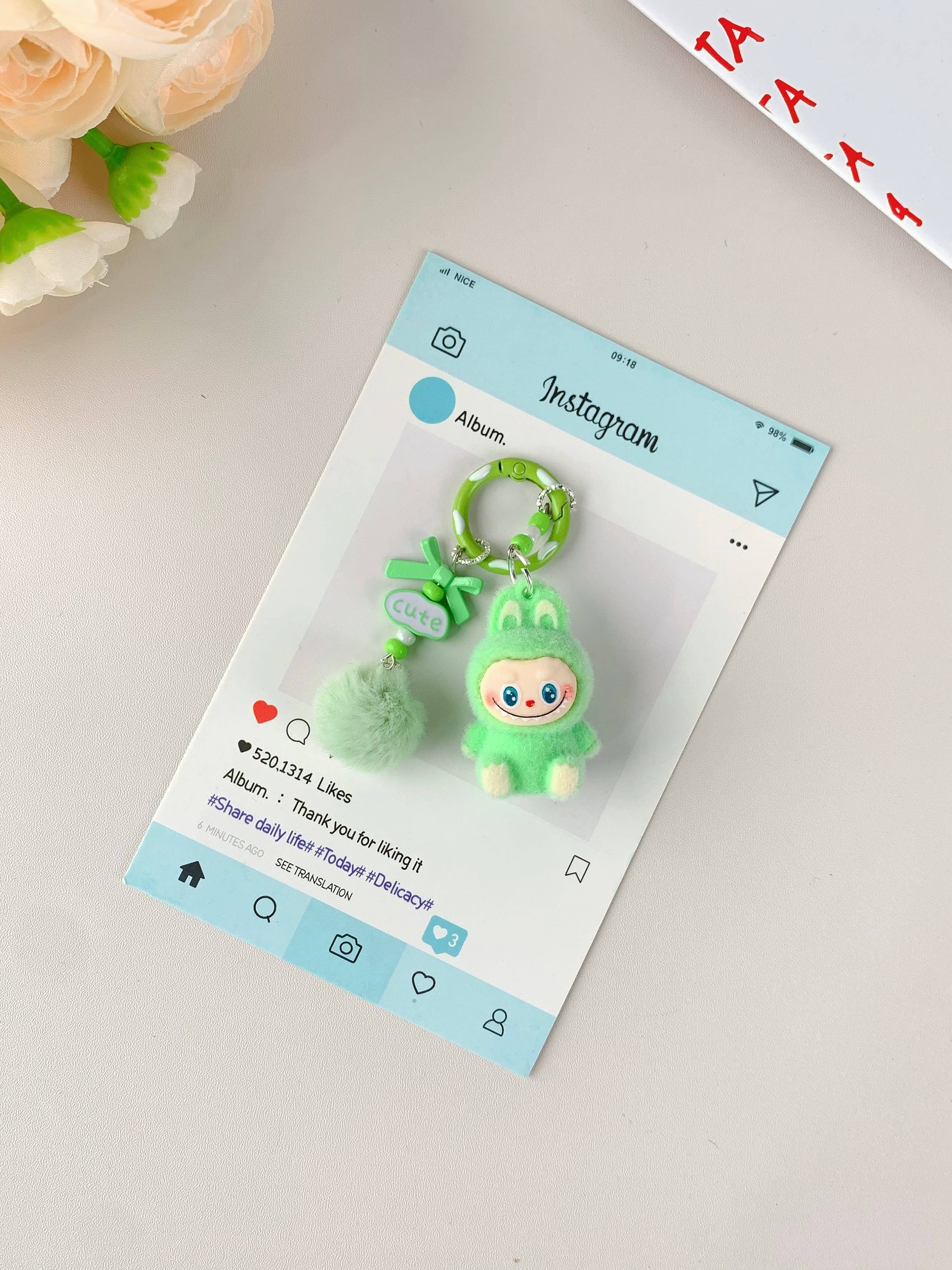 Labubu Inspired Cute Keychain: Green