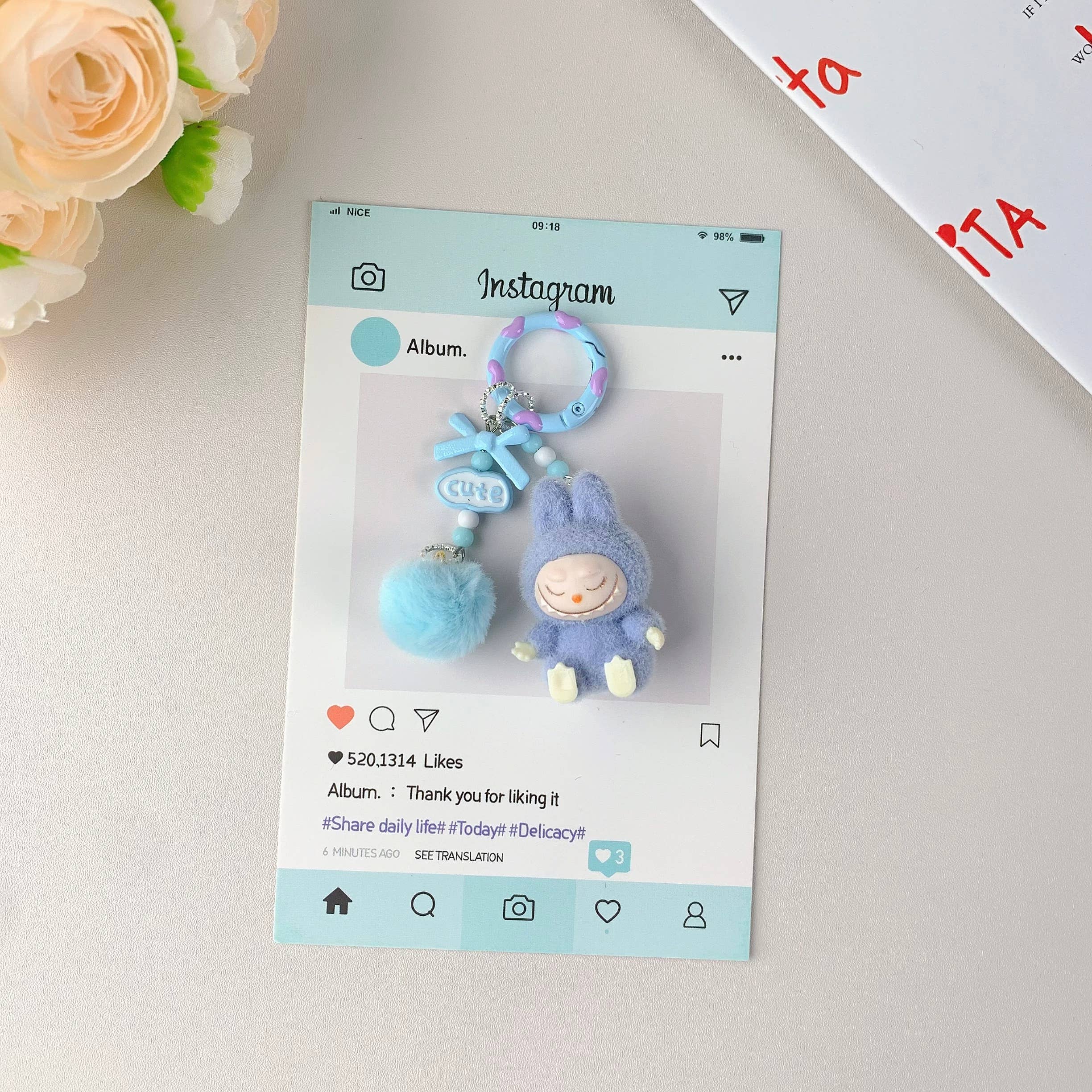 Labubu Inspired Cute Keychain: Blue