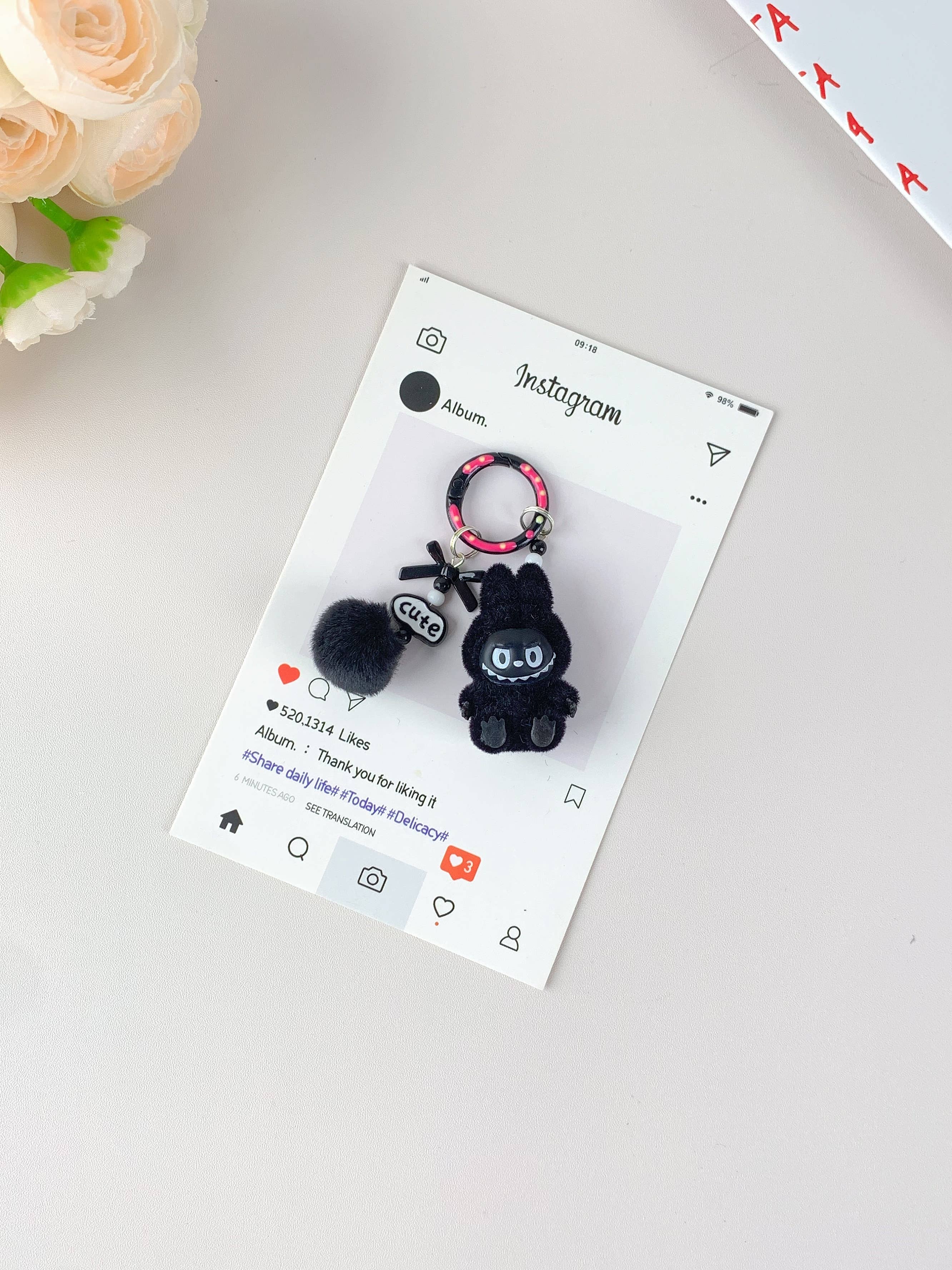 Labubu Inspired Cute Keychain: Black