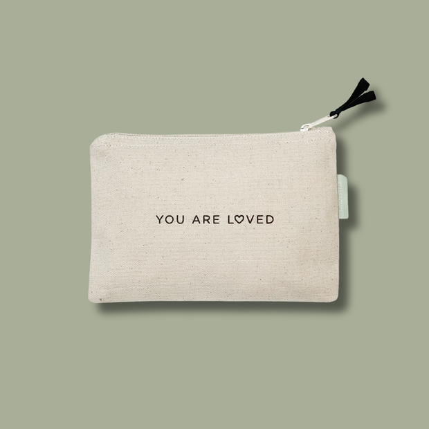 "You Are Loved" Small Canvas Zipper Pouch