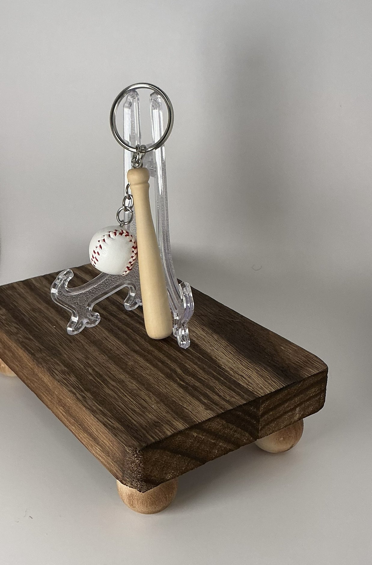 Mini Custom Engraved Baseball Bat and Ball Keychain