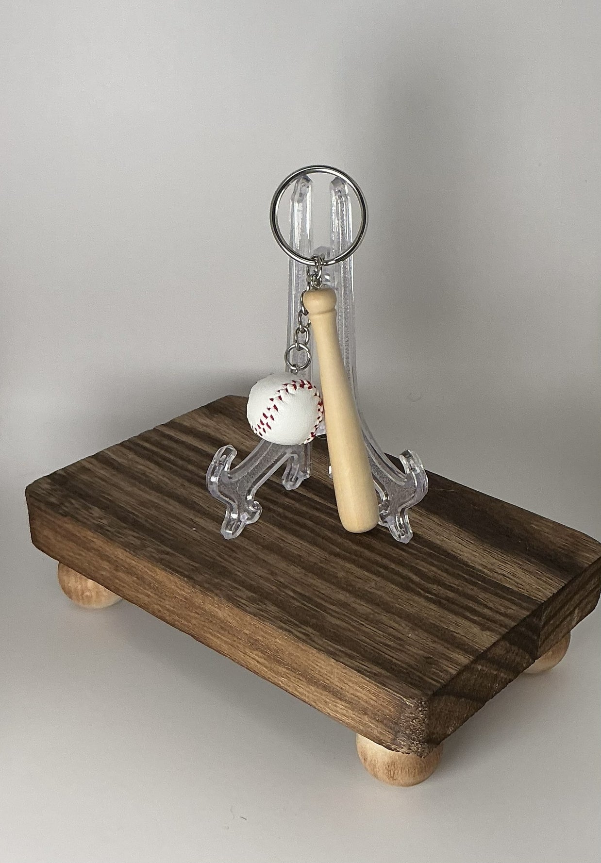 Mini Custom Engraved Baseball Bat and Ball Keychain