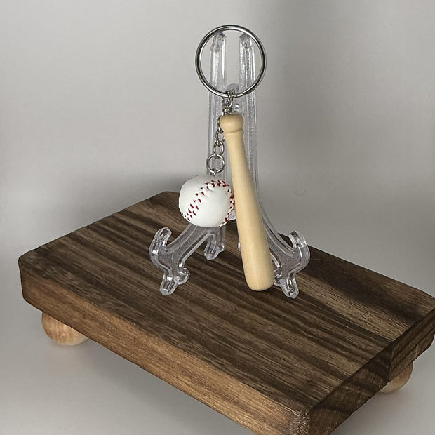 Mini Custom Engraved Baseball Bat and Ball Keychain