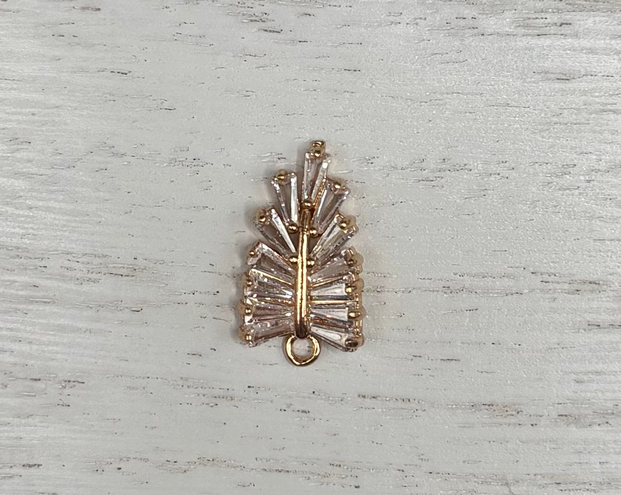 Gold Cubic Zirconia Trellis Charm