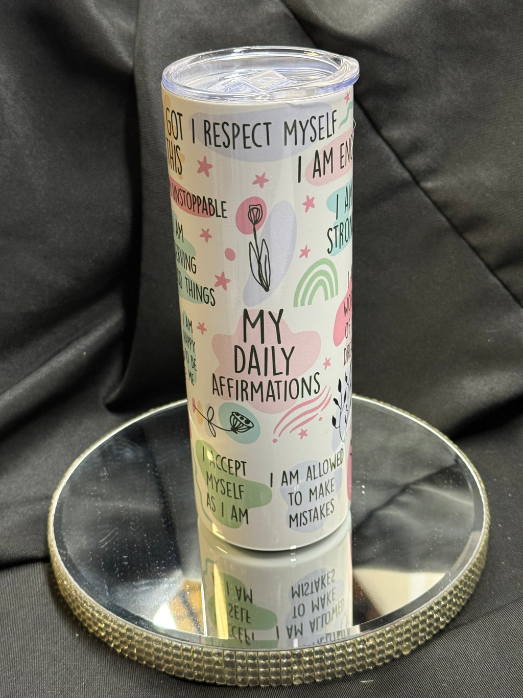 Daily Affirmations 20oz Skinny Tumbler Positive Quotes
