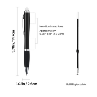 Engravable Black Stylus Ballpoint Pens with Multicolored LED Lights