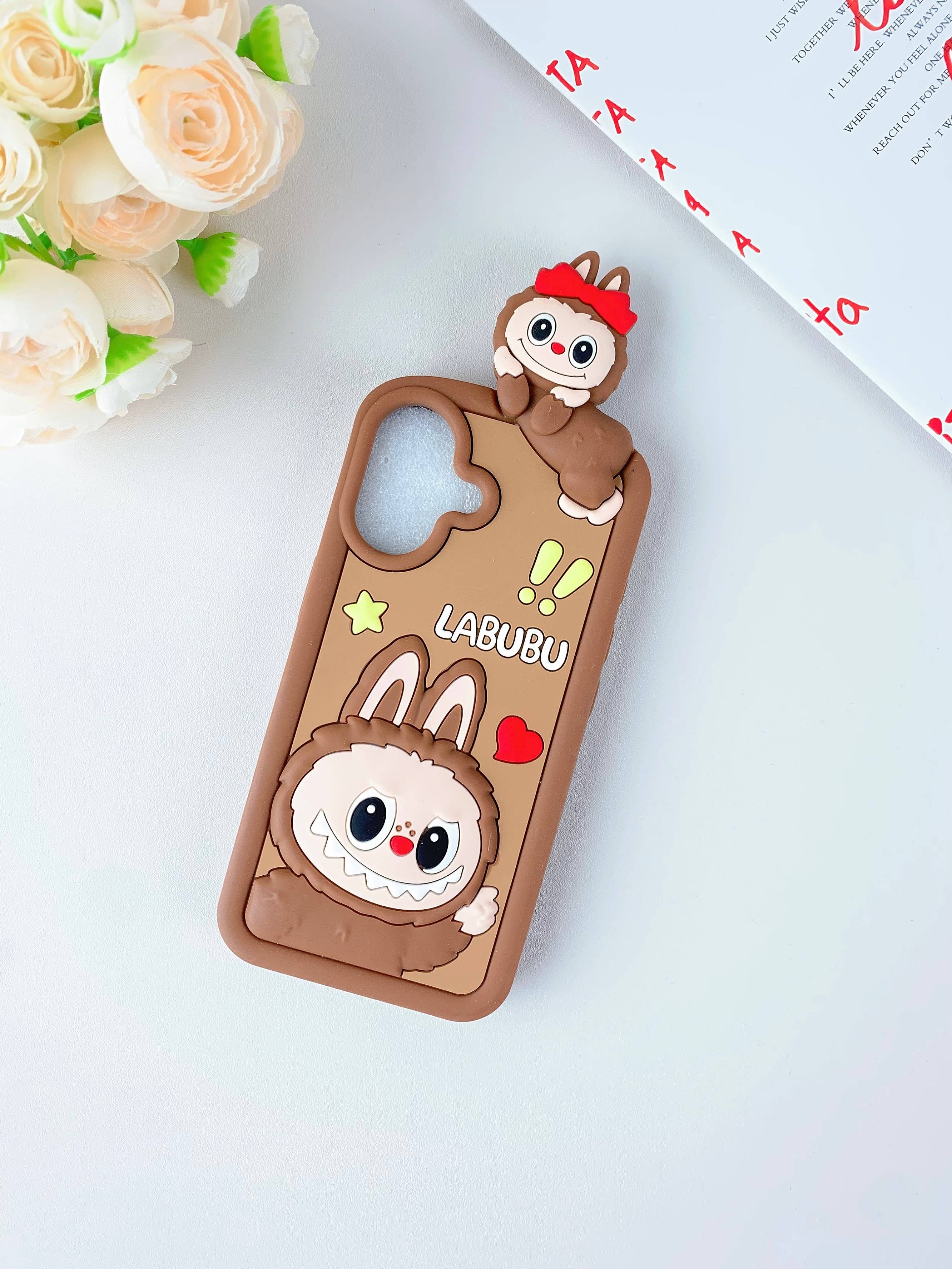 Labubu Inspired phone case Brown iPhone 16 Pro