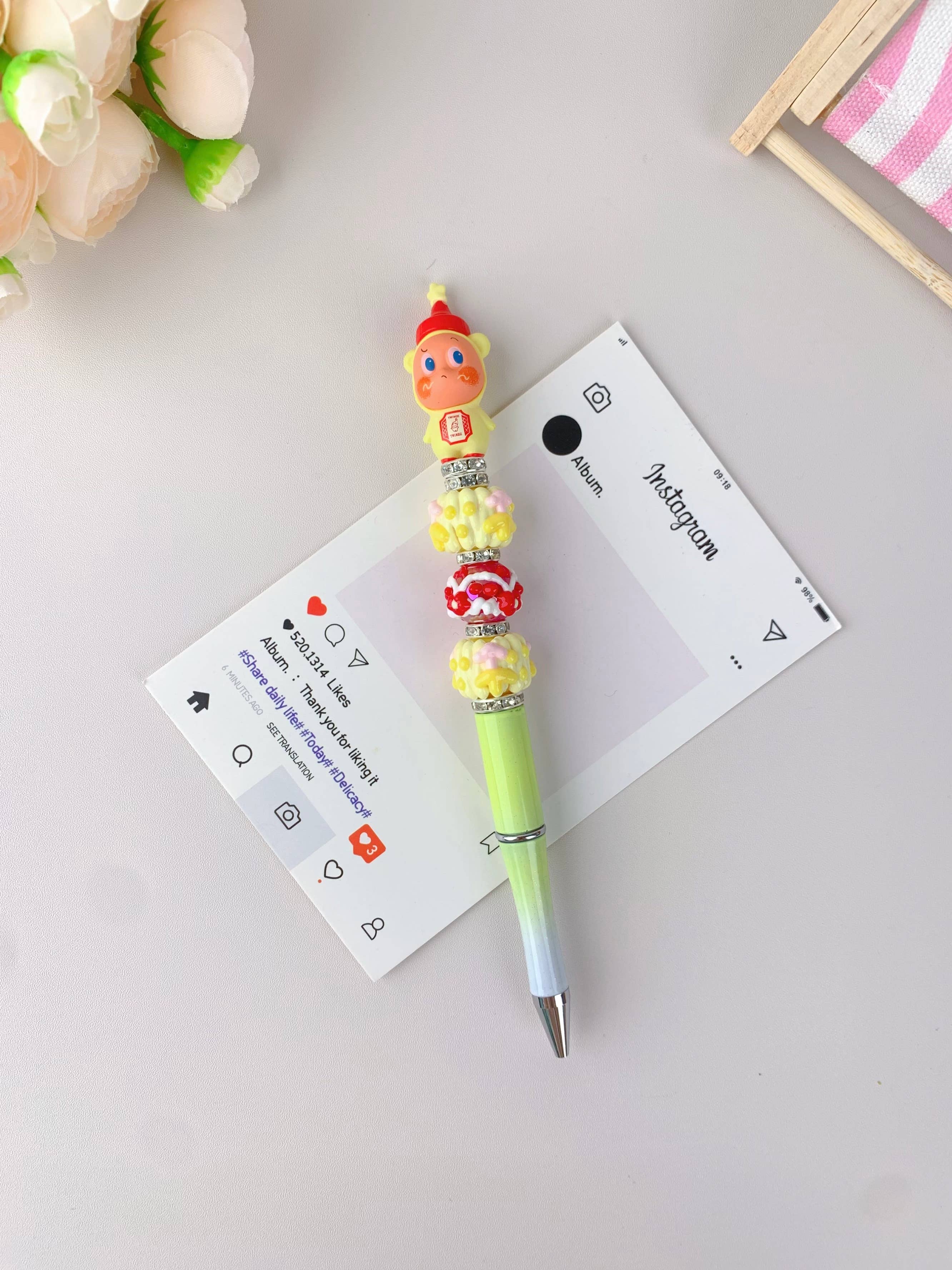 Pop Mart Mollys Decorative Pen with Labubu, Crybaby & More: Multi-Colored
