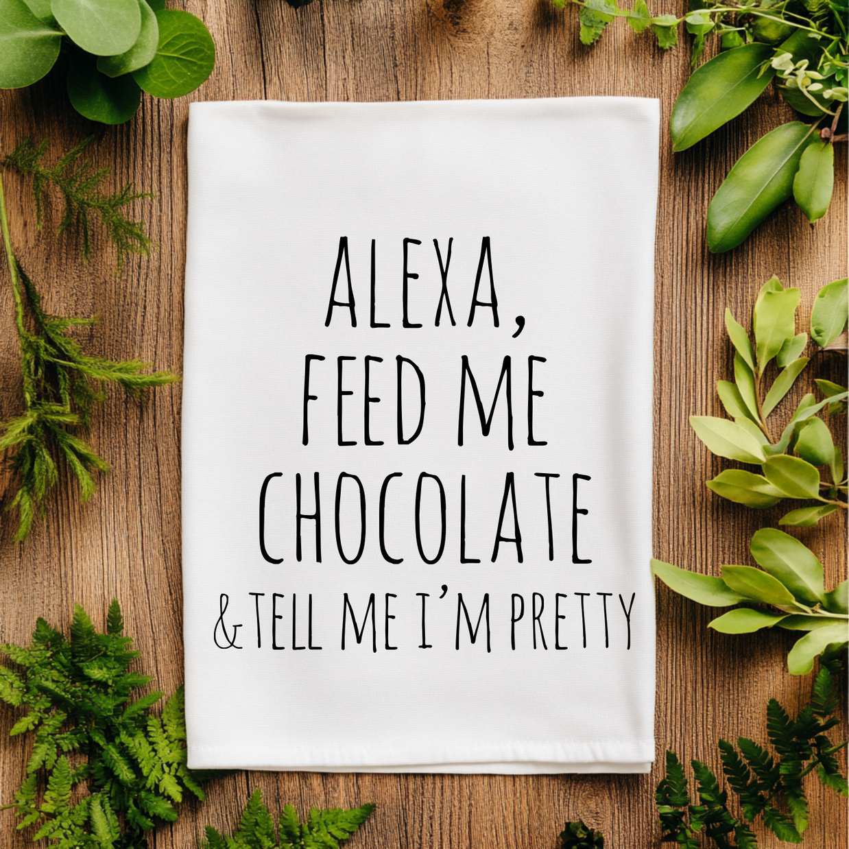 Alexa Feed Me Chocolate Kitchen Towel