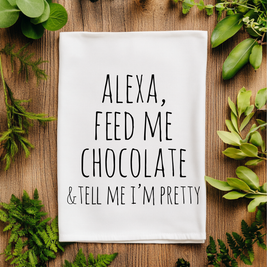Alexa Feed Me Chocolate Kitchen Towel
