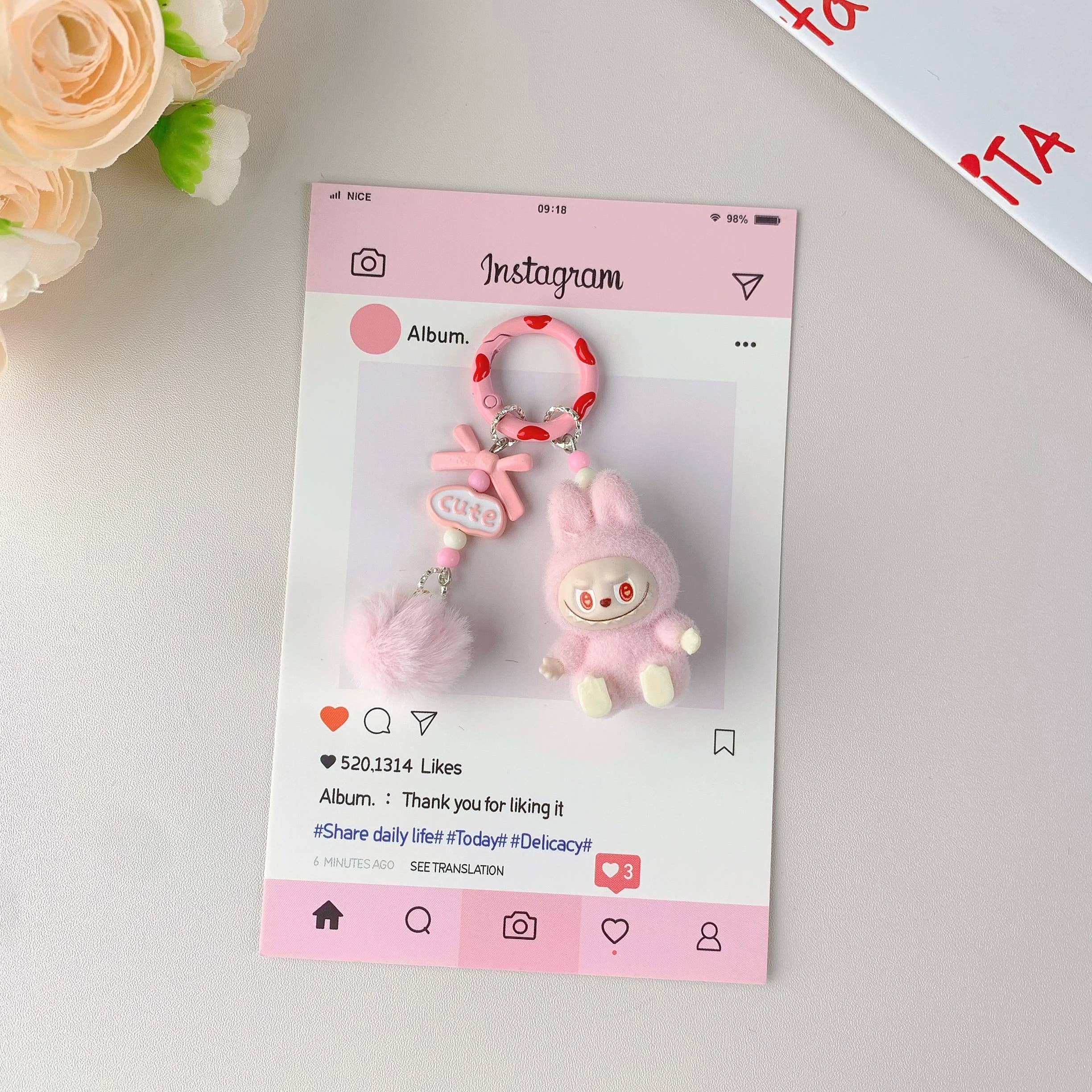 Labubu Inspired Cute Keychain: Pink